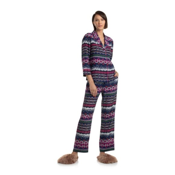 💕TRINA TURK💕 Ira 3 100% Silk Pajama Style Top ~ Fairisle Print Small S NWT - Picture 4 of 16